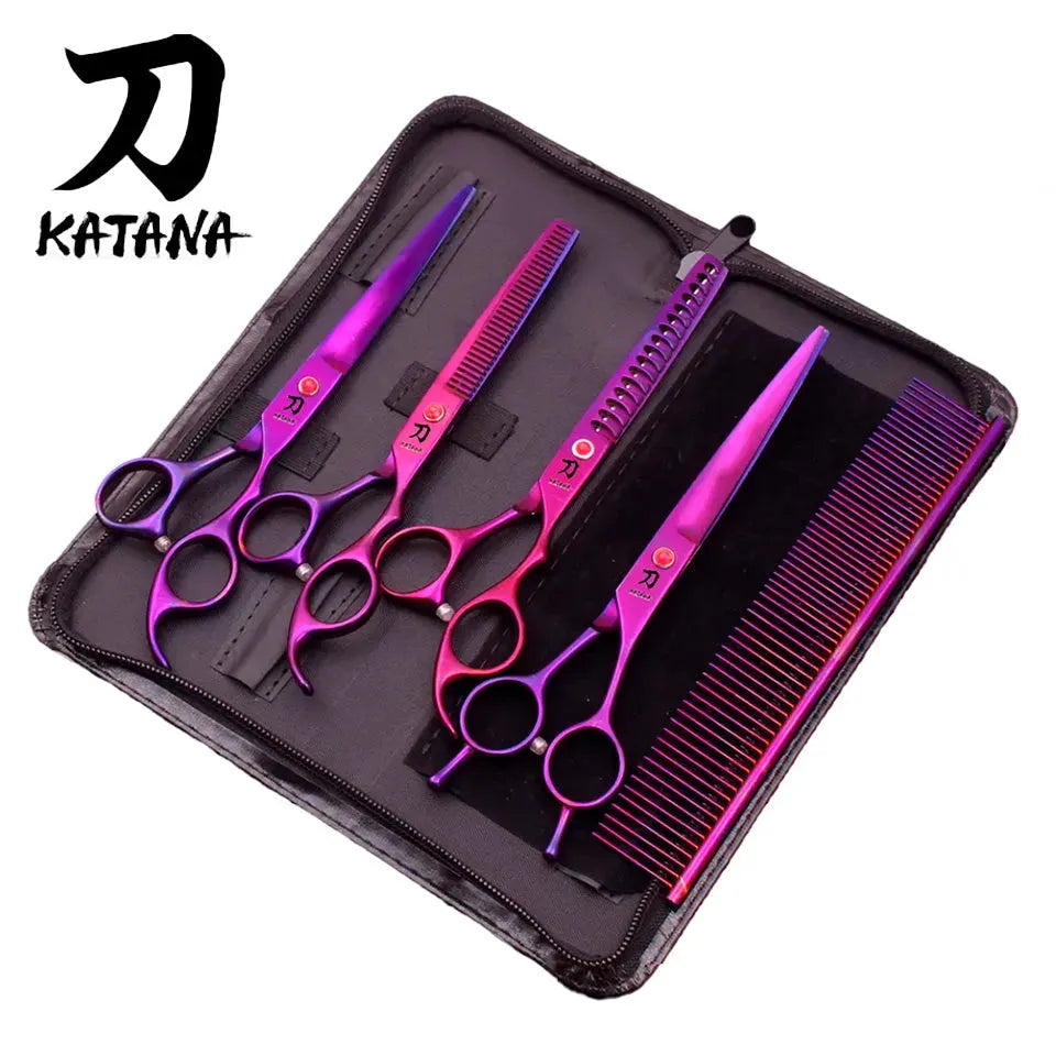 Set de Tijeras Katana Seito - Moradas - Imperio Grooming