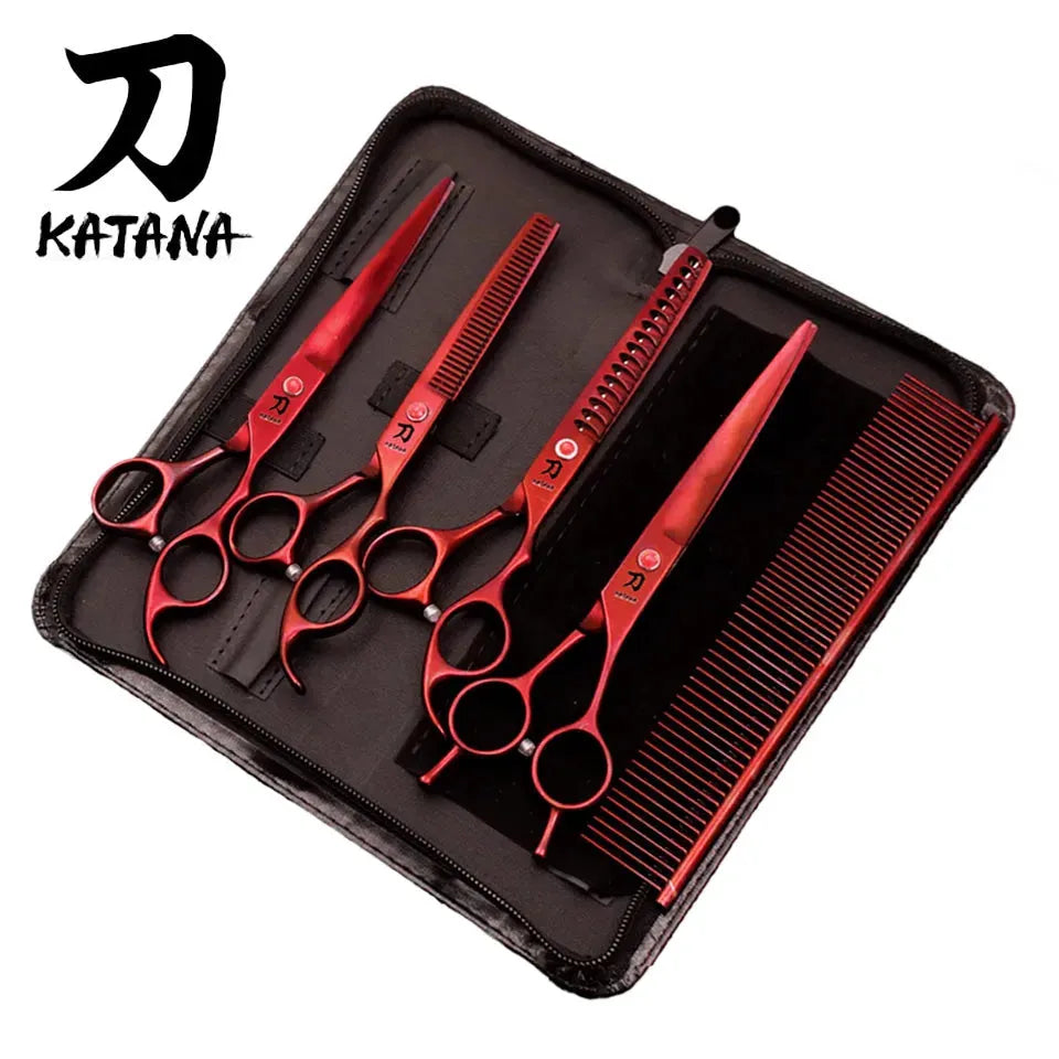 Set de Tijeras Katana Seito - Rojo - Imperio Grooming